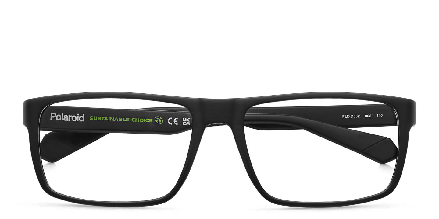 Shop Polaroid Logo Unisex Rectangle Eyeglasses in Black online.