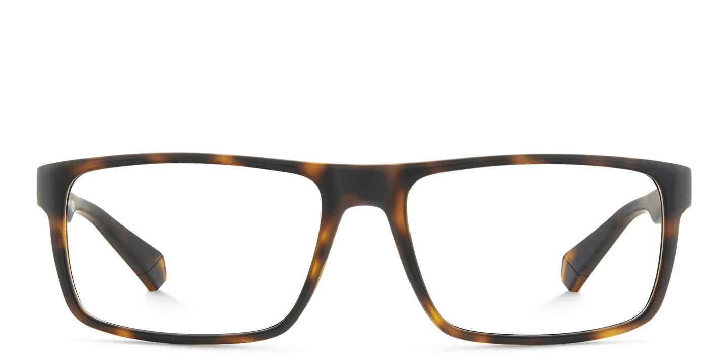 Shop Polaroid Logo Unisex Rectangle Eyeglasses in Havana online.