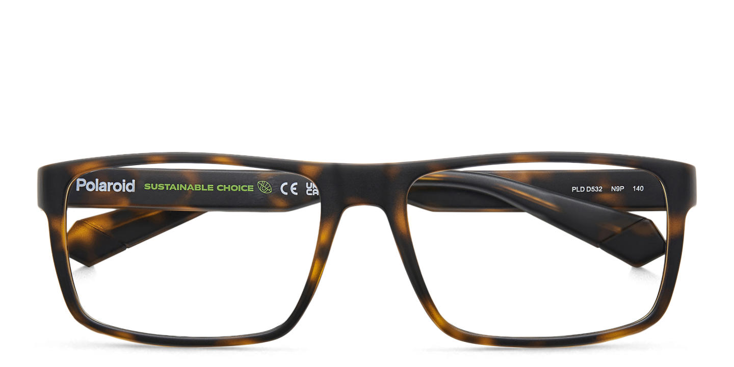 Shop Polaroid Logo Unisex Rectangle Eyeglasses in Havana online.