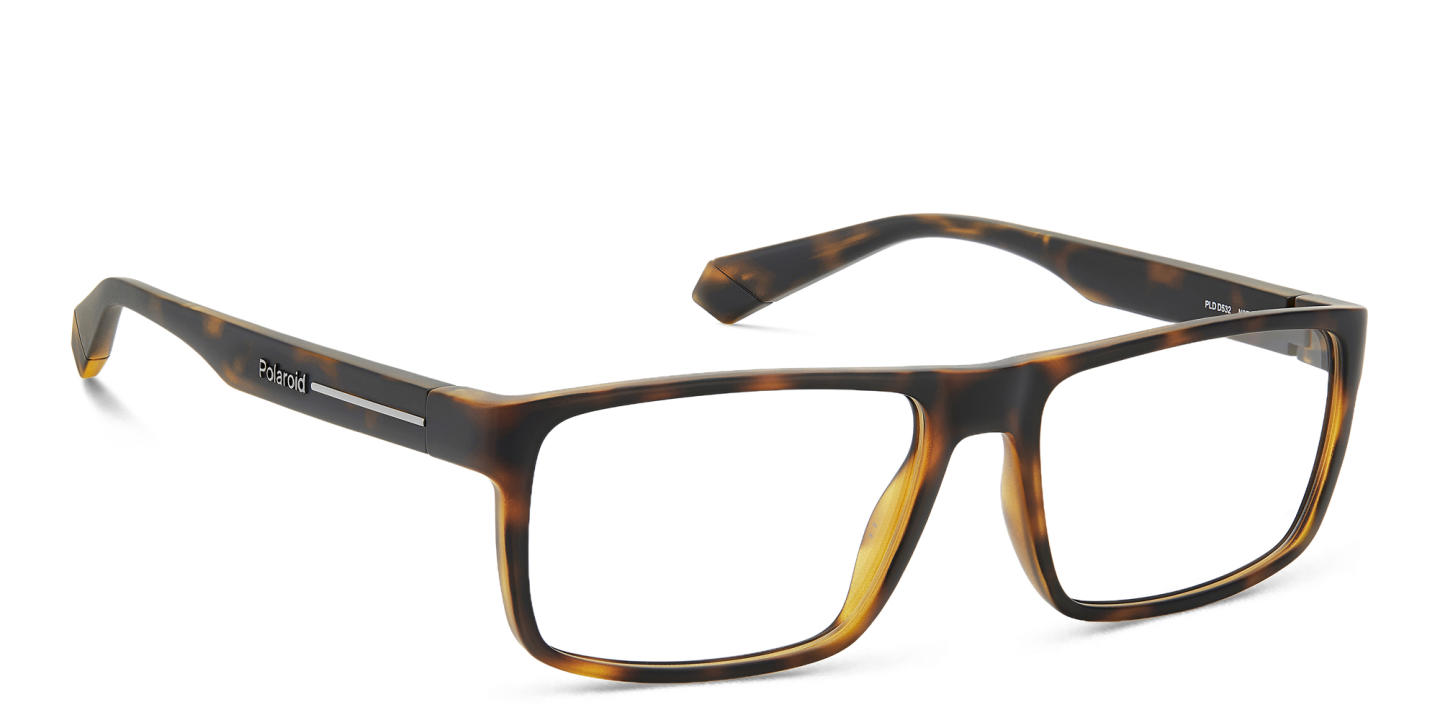 Shop Polaroid Logo Unisex Rectangle Eyeglasses in Havana online.