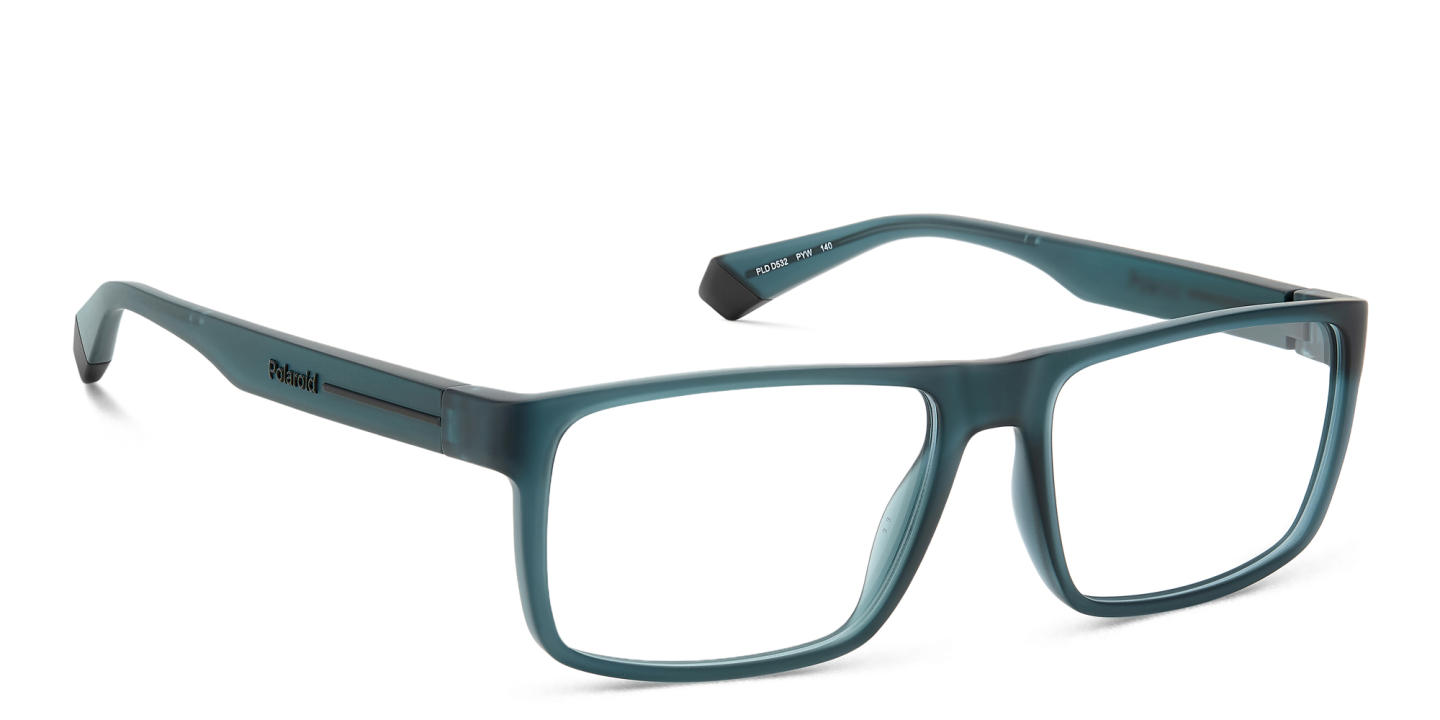 Polaroid Logo Unisex Rectangle Eyeglasses in Green – Product Photo 3