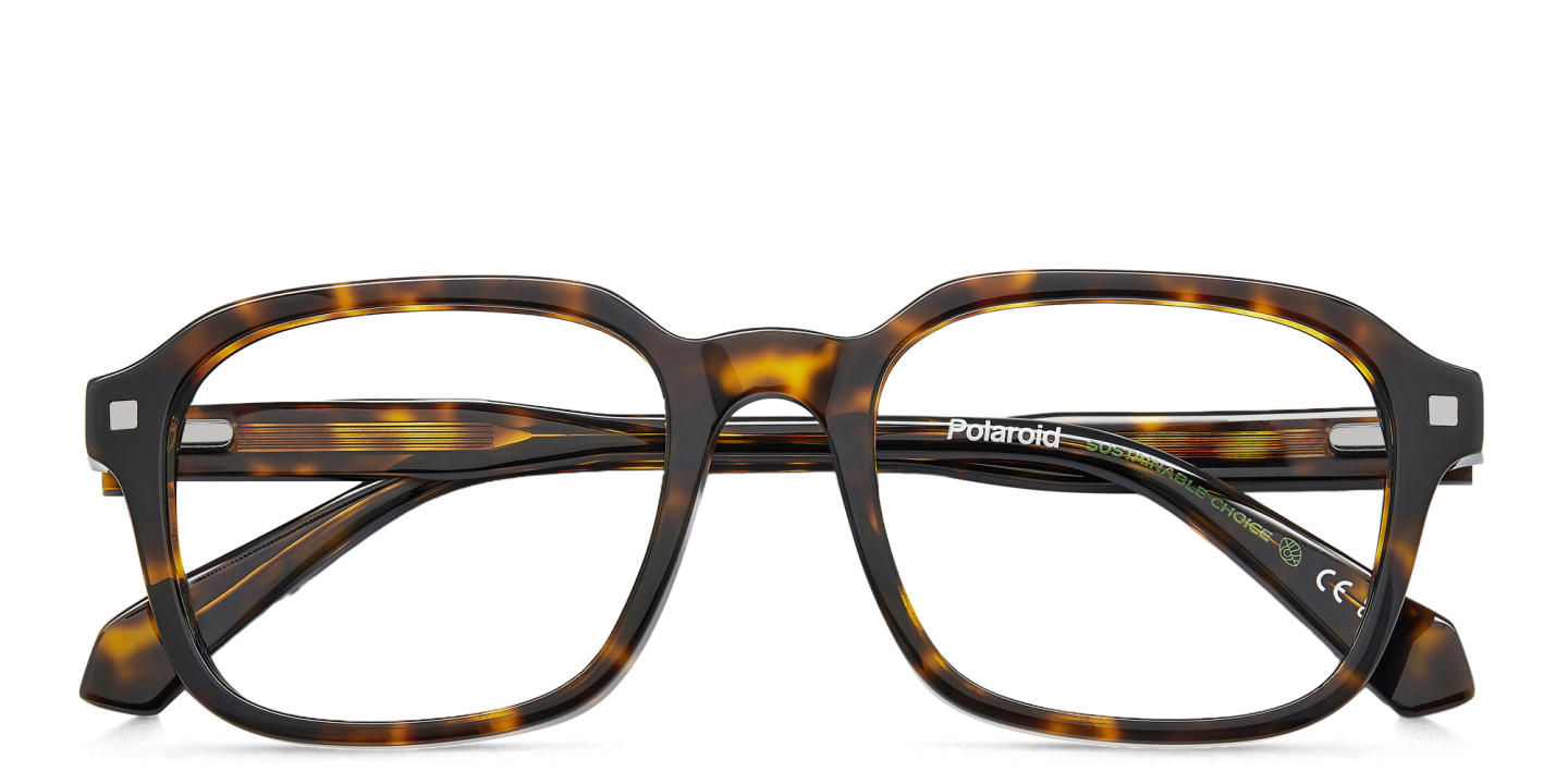 Polaroid Logo Rectangle Eyeglasses in Havana – Product Photo 2