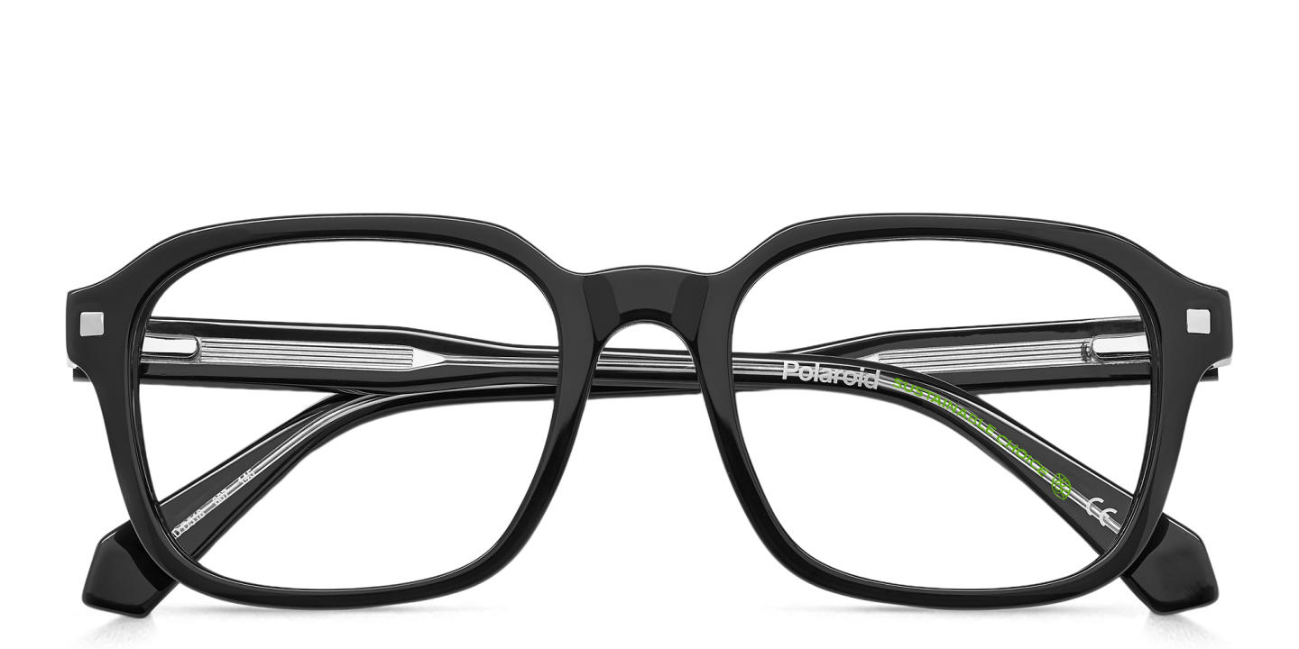 Polaroid Logo Rectangle Eyeglasses in Black – Product Photo 2