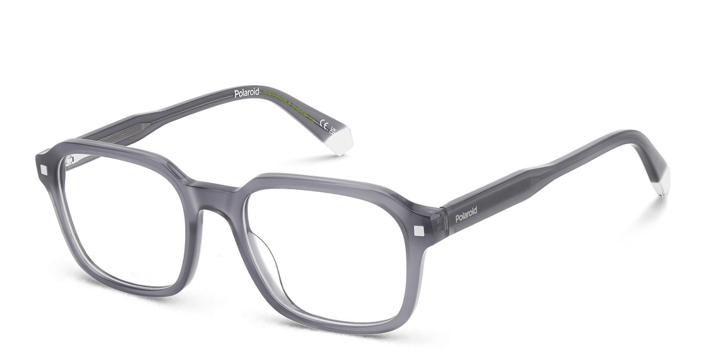 Polaroid Logo Rectangle Eyeglasses in Grey – Product Photo 1