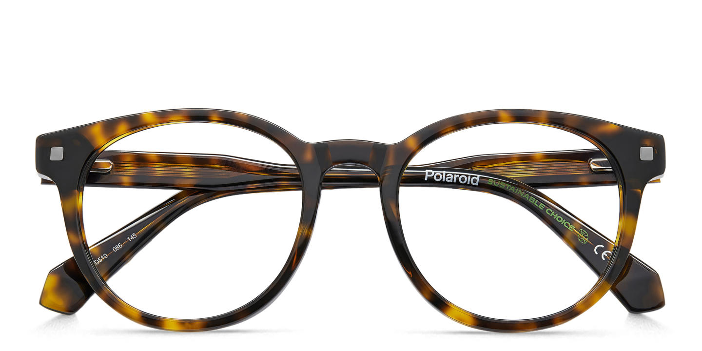 Shop Polaroid Logo Unisex Round Eyeglasses in Havana online.