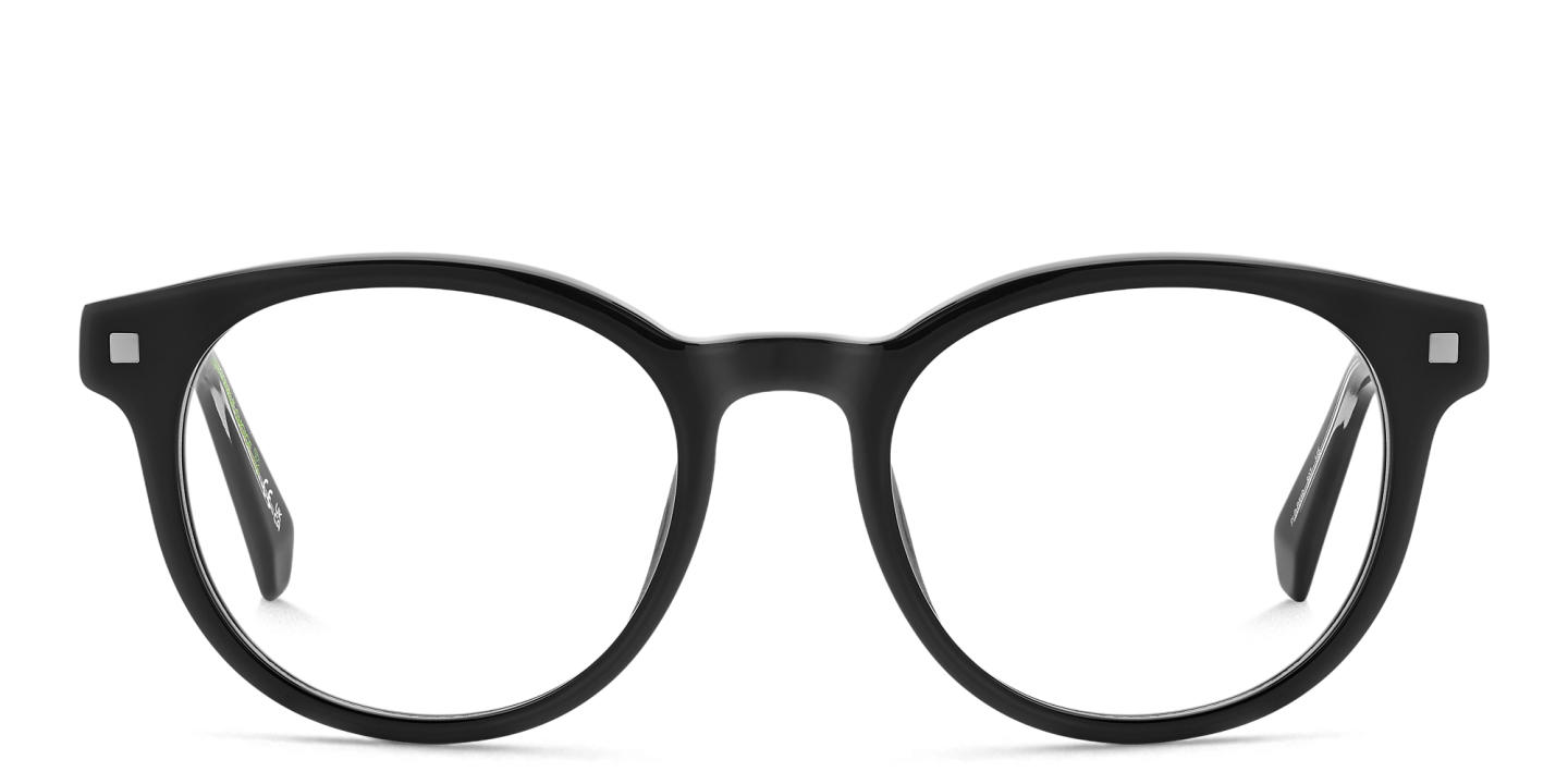 Shop Polaroid Logo Unisex Round Eyeglasses in Black online.