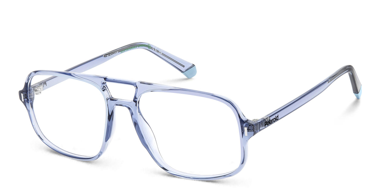 Shop Polaroid Logo Unisex Square Eyeglasses in Blue online.