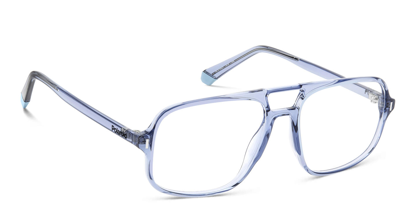 Shop Polaroid Logo Unisex Square Eyeglasses in Blue online.