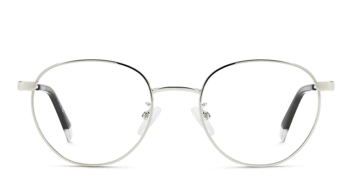 Polaroid Logo Unisex Round Eyeglasses in Silver – Product Photo 0