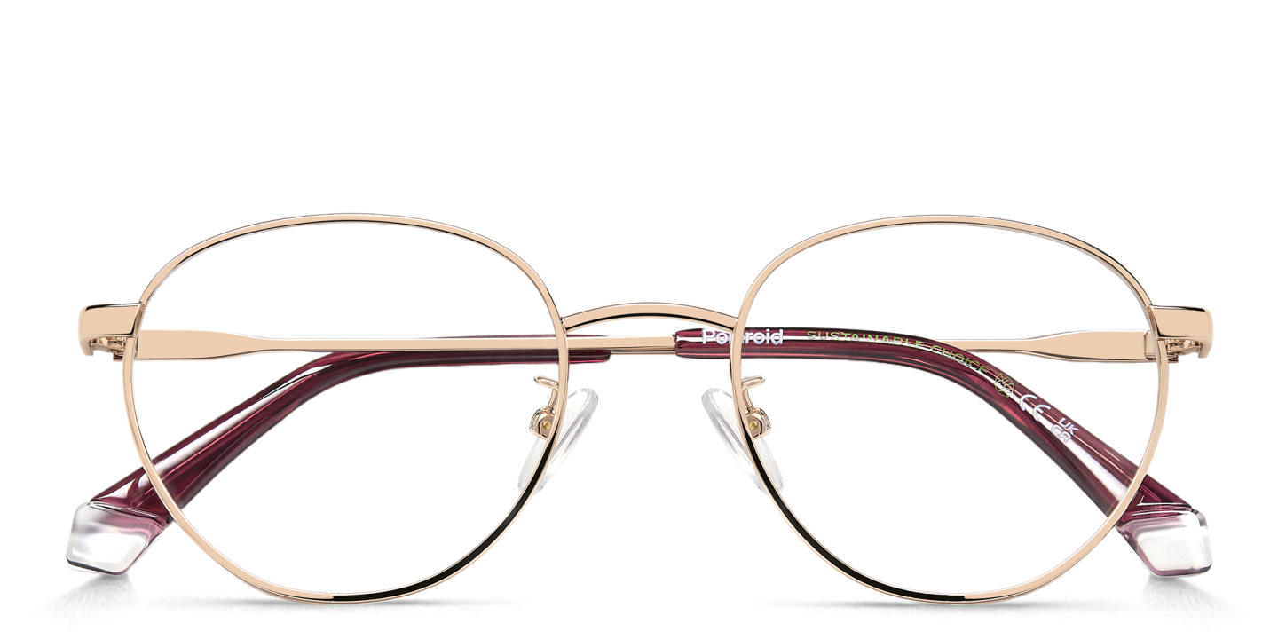 Polaroid Logo Unisex Round Eyeglasses in Rose Gold – Product Photo 2
