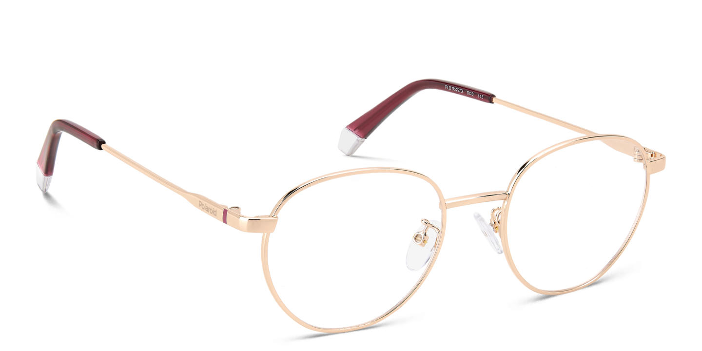 Polaroid Logo Unisex Round Eyeglasses in Rose Gold – Product Photo 3