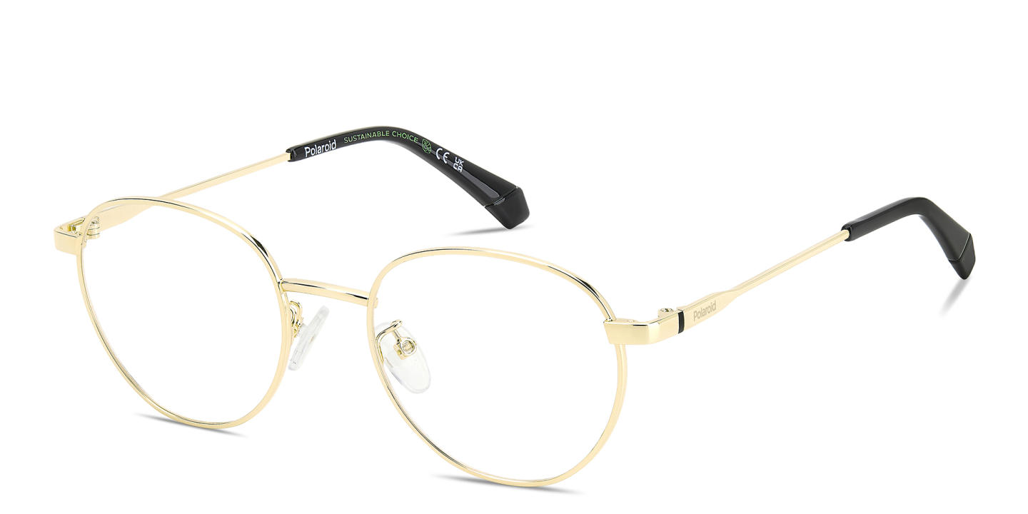 Polaroid Logo Unisex Round Eyeglasses in Gold – Product Photo 1