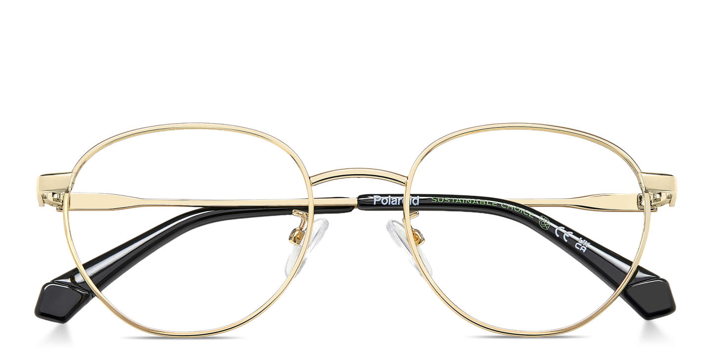 Polaroid Logo Unisex Round Eyeglasses in Gold – Product Photo 2