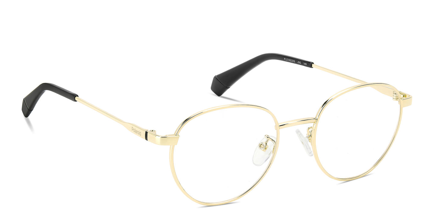 Polaroid Logo Unisex Round Eyeglasses in Gold – Product Photo 3