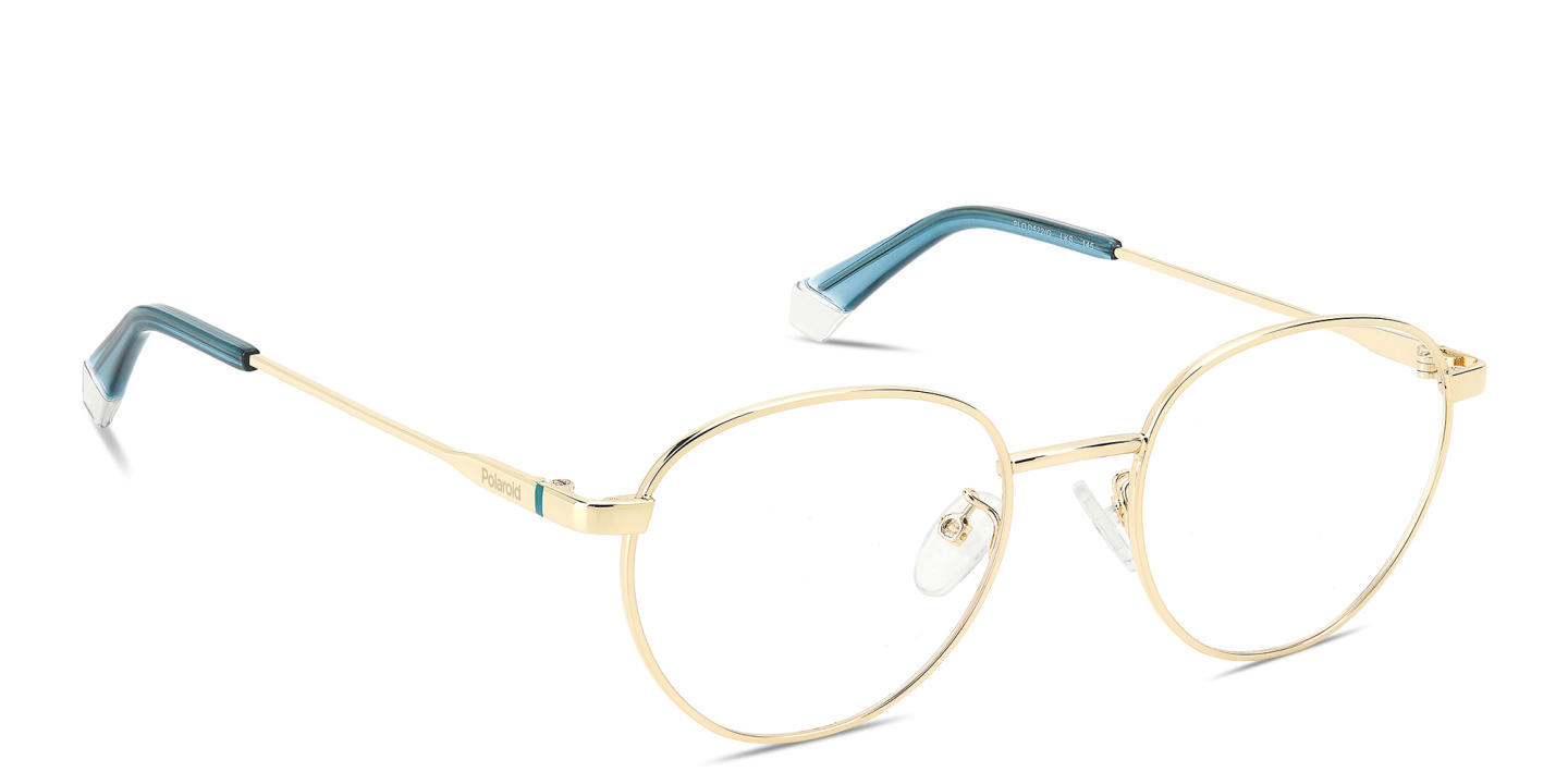 Polaroid Logo Unisex Round Eyeglasses in Polished Gold – Product Photo 3