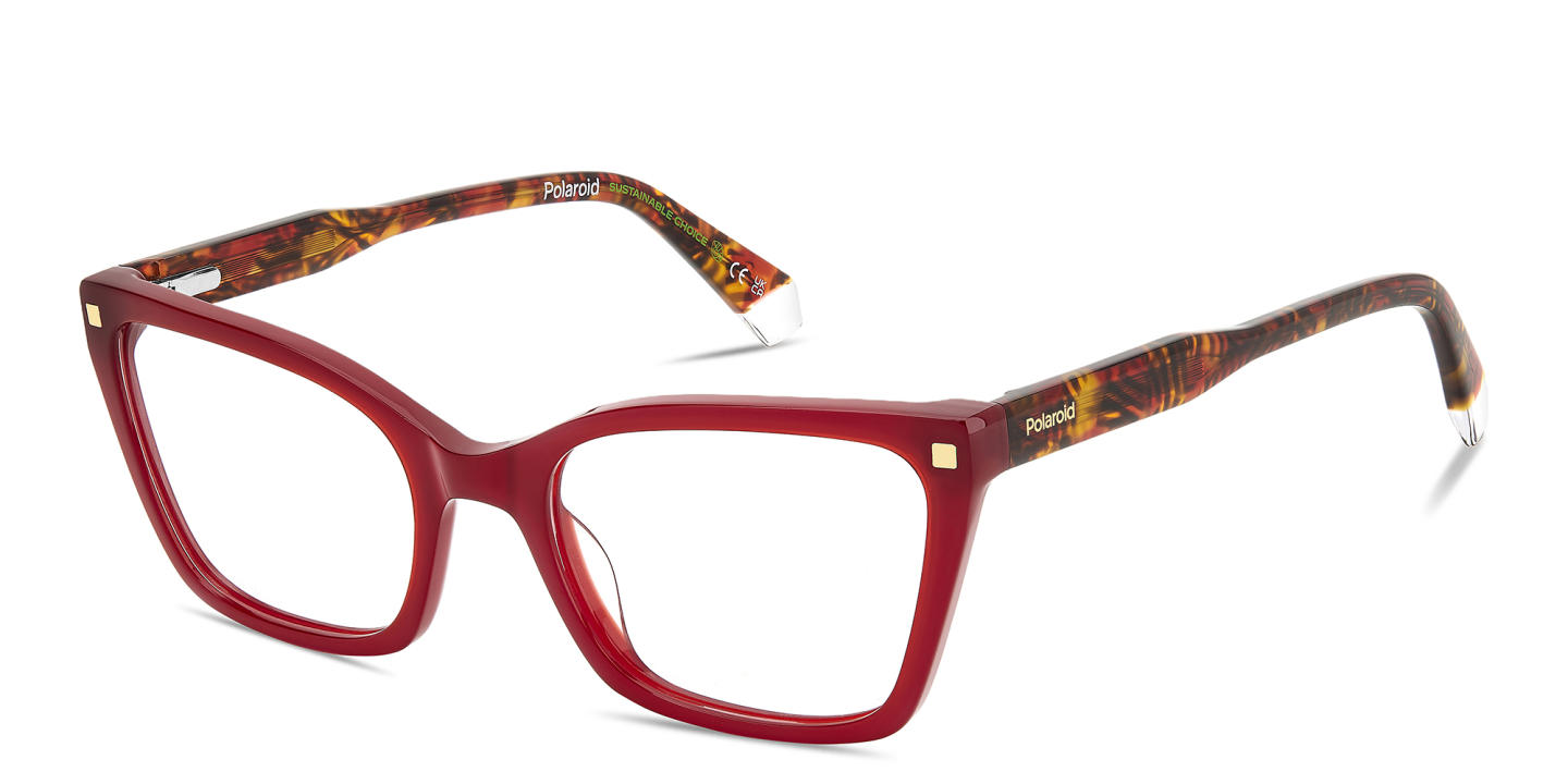Polaroid Logo Cat-Eye Eyeglasses in Red – Product Photo 1