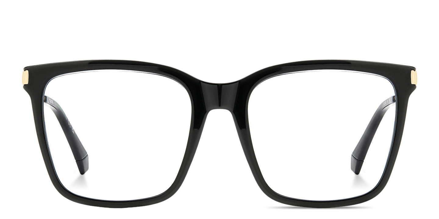 Shop Polaroid Logo Unisex Square Eyeglasses in Black online.