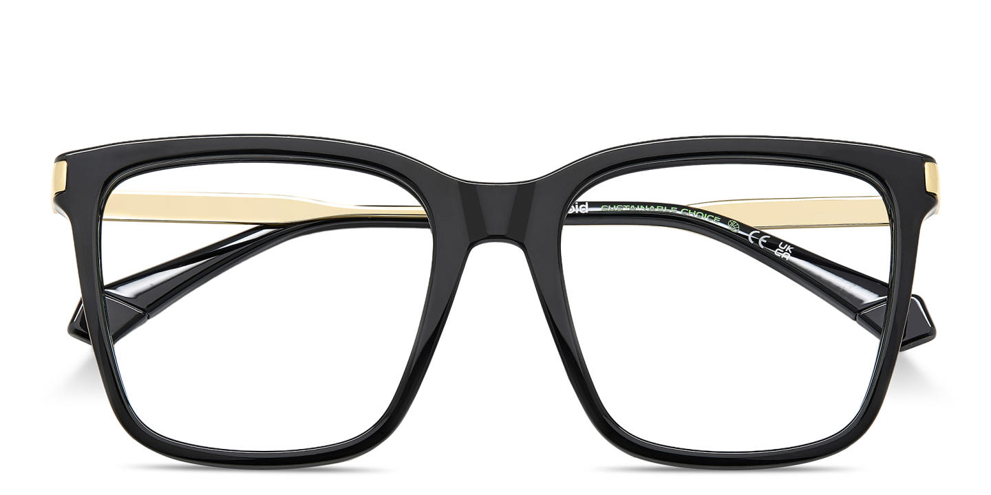 Shop Polaroid Logo Unisex Square Eyeglasses in Black online.
