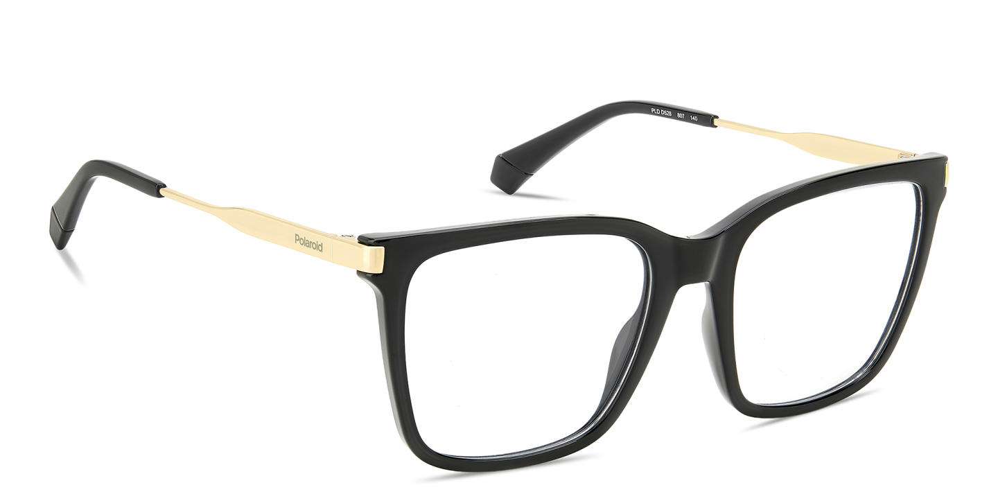 Shop Polaroid Logo Unisex Square Eyeglasses in Black online.