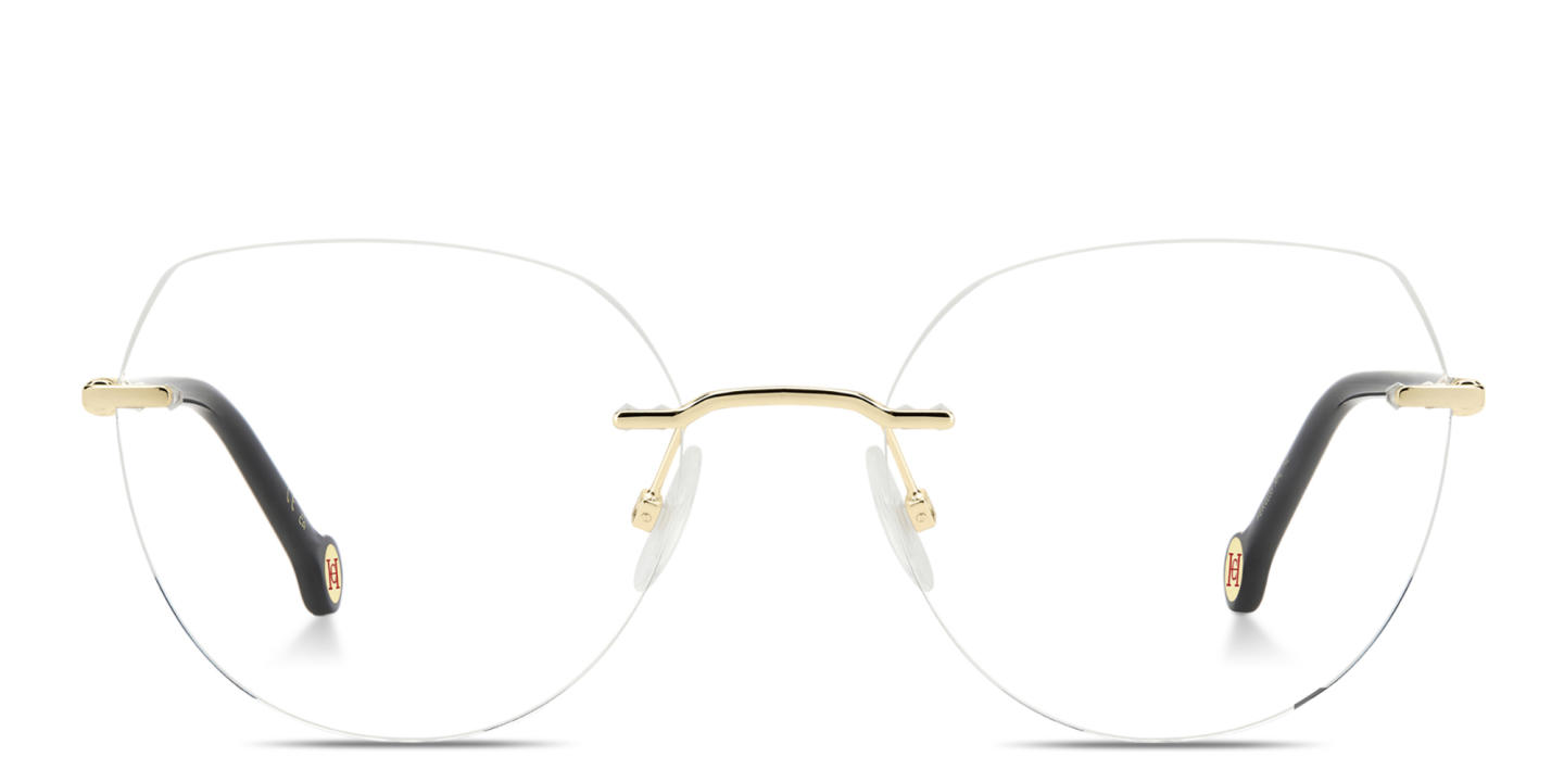 Carolina Herrera Logo Rimless Cat-Eye Eyeglasses in Gold – Product Photo 0
