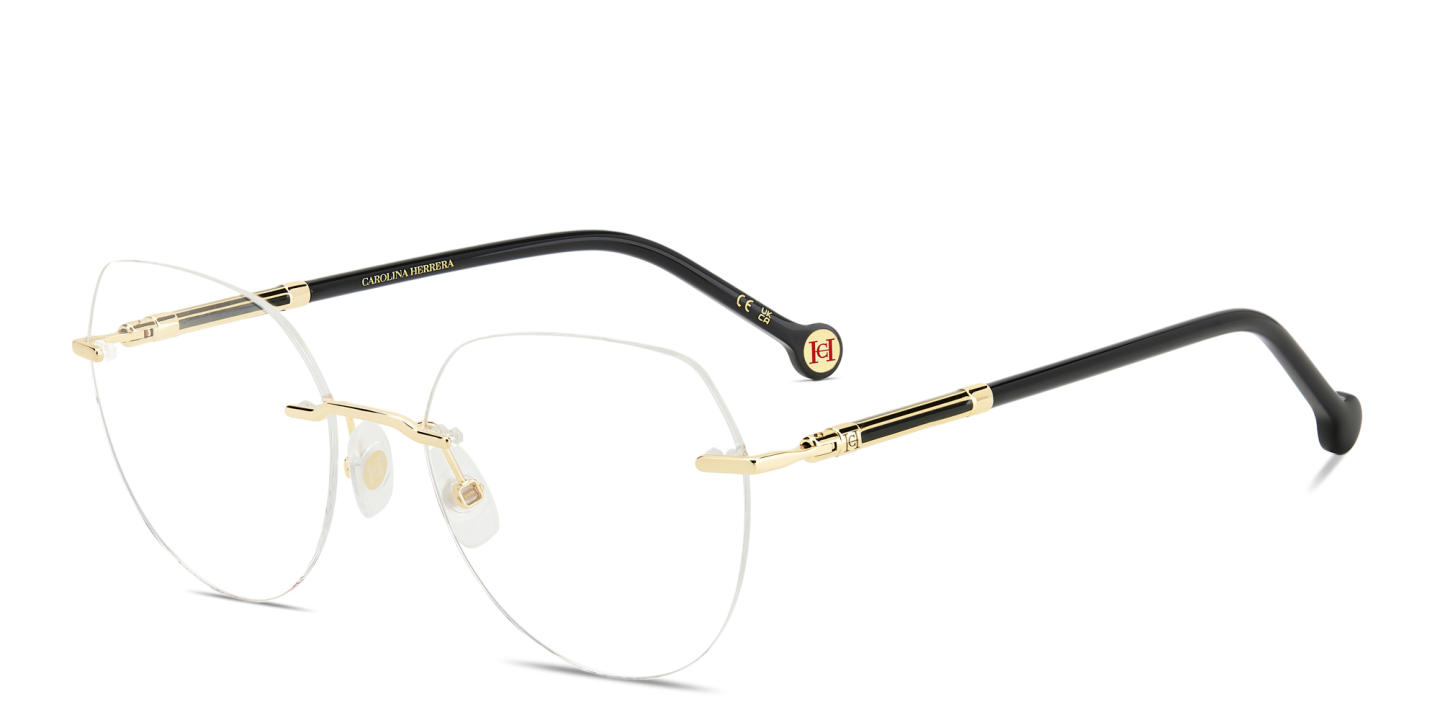 Carolina Herrera Logo Rimless Cat-Eye Eyeglasses in Gold – Product Photo 1