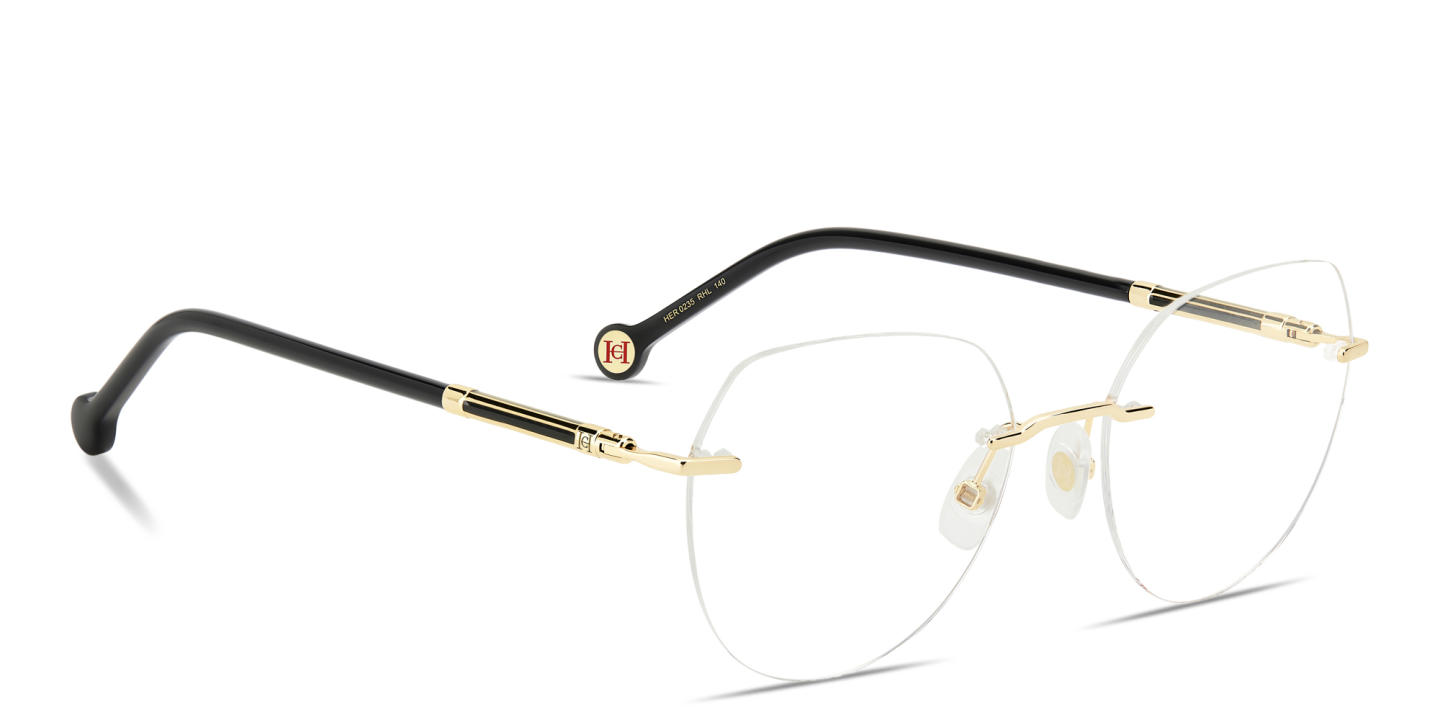 Carolina Herrera Logo Rimless Cat-Eye Eyeglasses in Gold – Product Photo 3