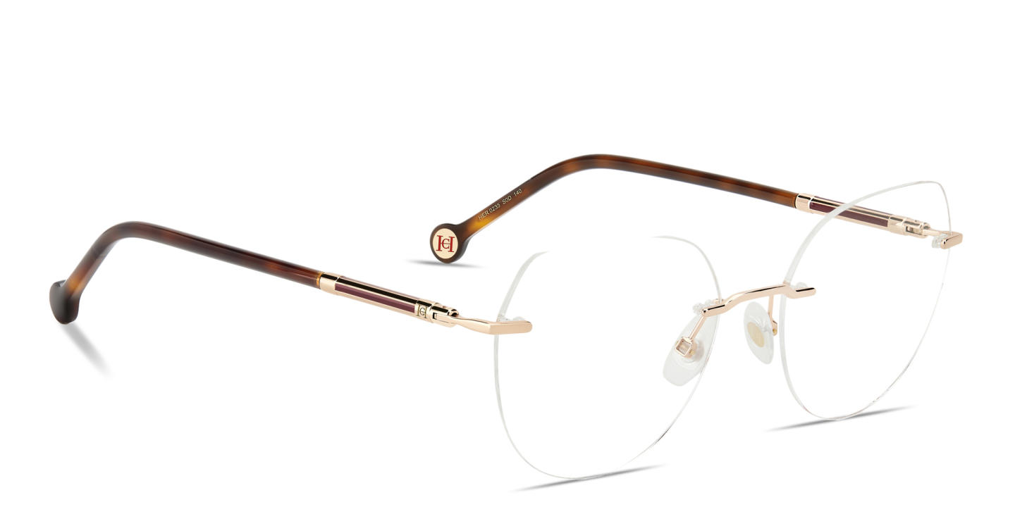 Carolina Herrera Logo Rimless Cat-Eye Eyeglasses in Rose Gold – Product Photo 3