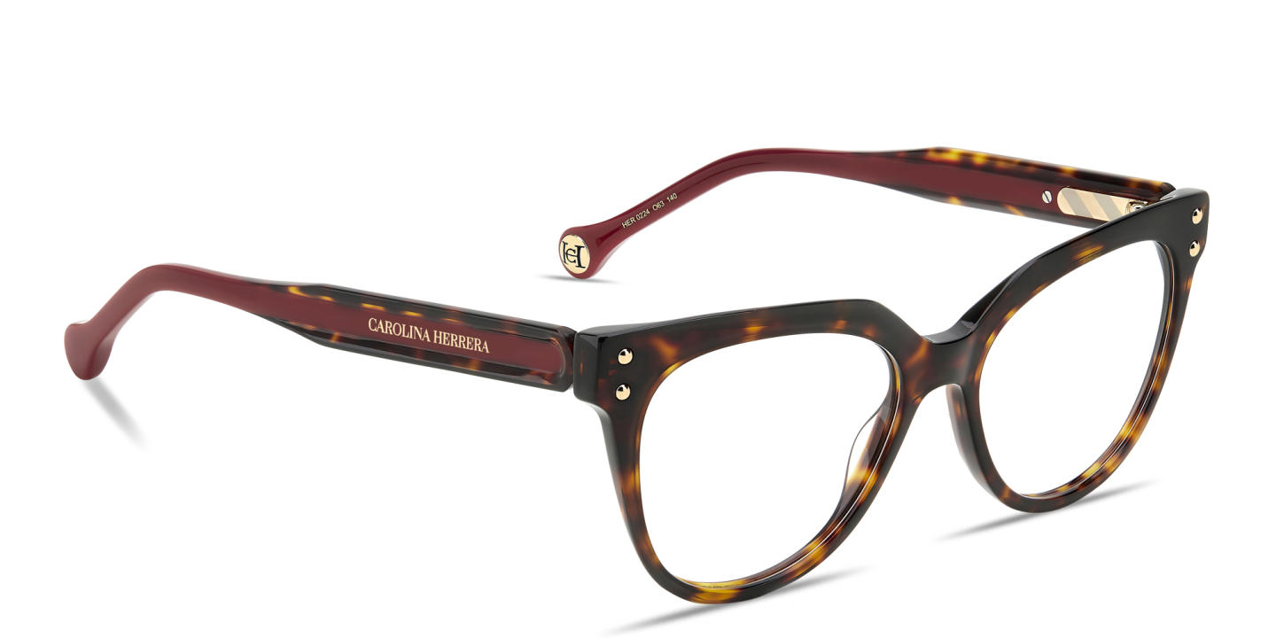 Carolina Herrera Logo Cat-Eye Eyeglasses in Havana – Product Photo 3