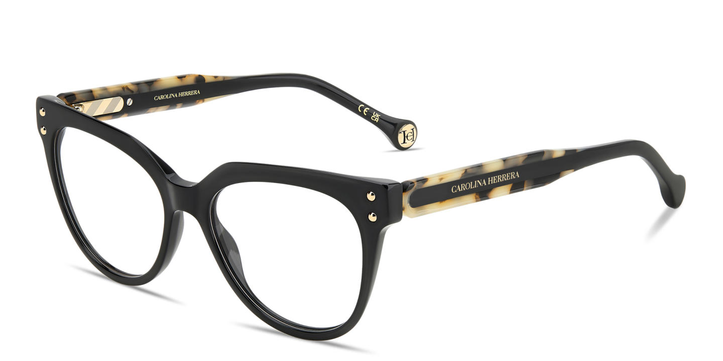 Carolina Herrera Logo Cat-Eye Eyeglasses in Black – Product Photo 1