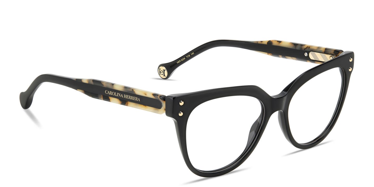 Carolina Herrera Logo Cat-Eye Eyeglasses in Black – Product Photo 3