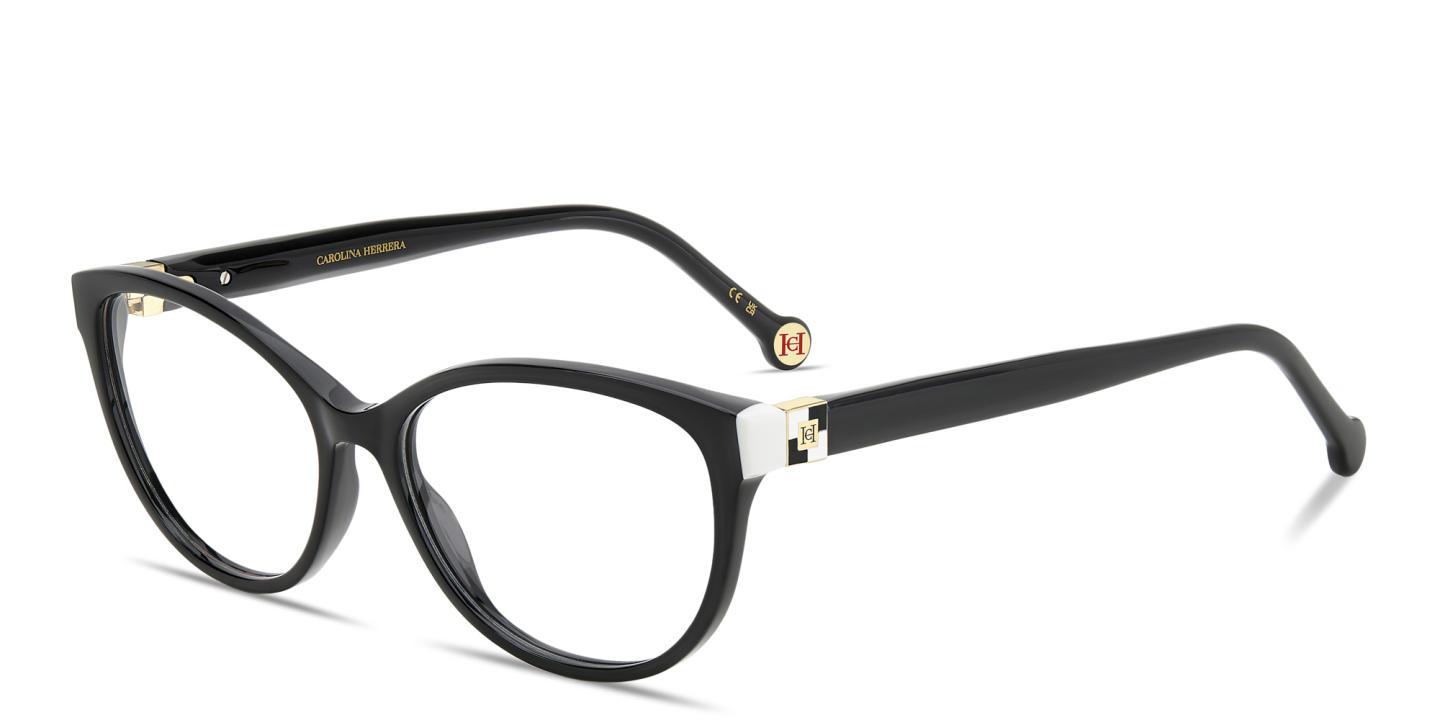 Carolina Herrera Logo Cat-Eye Eyeglasses in Black – Product Photo 1