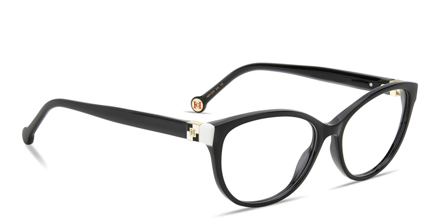 Carolina Herrera Logo Cat-Eye Eyeglasses in Black – Product Photo 3