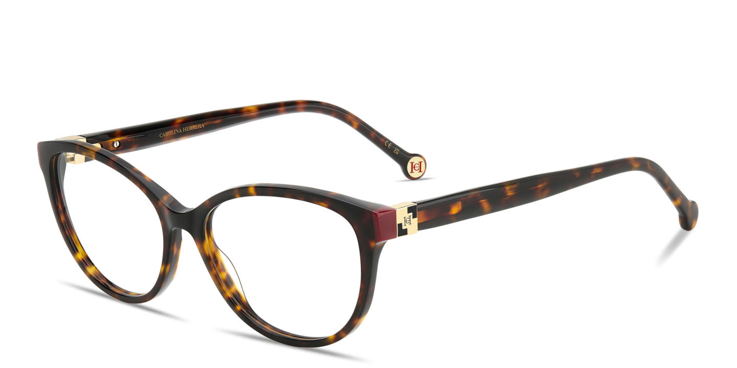 Carolina Herrera Logo Cat-Eye Eyeglasses in Havana – Product Photo 1