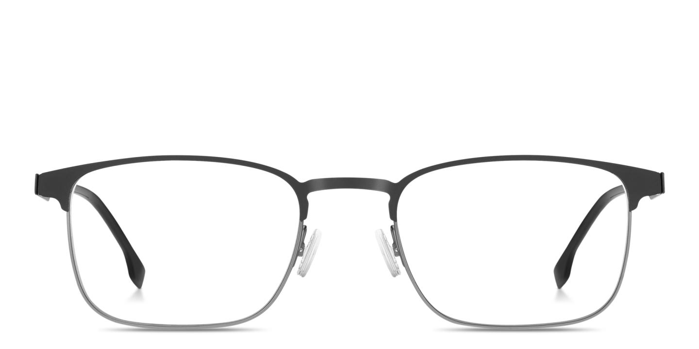 Shop Hugo Boss Logo Rectangle Eyeglasses in Gunmetal online.