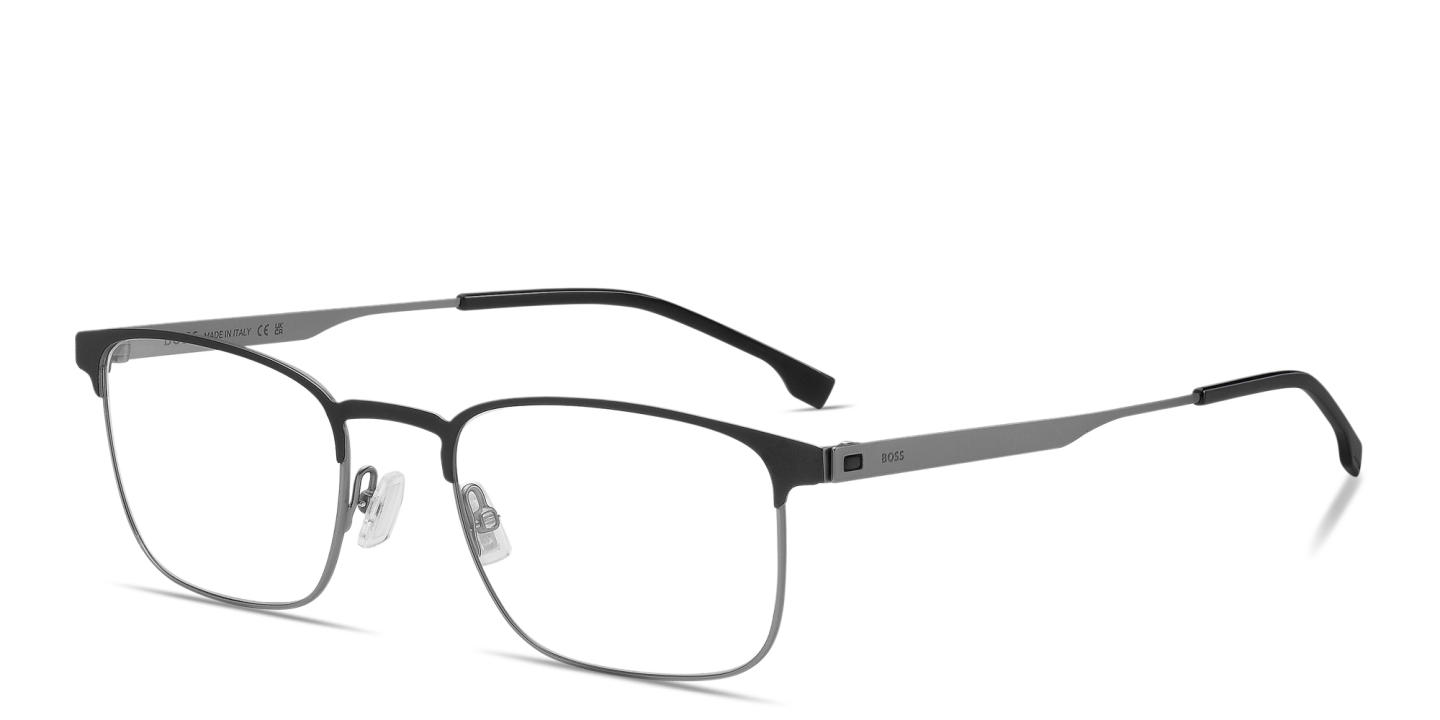 Shop Hugo Boss Logo Rectangle Eyeglasses in Gunmetal online.