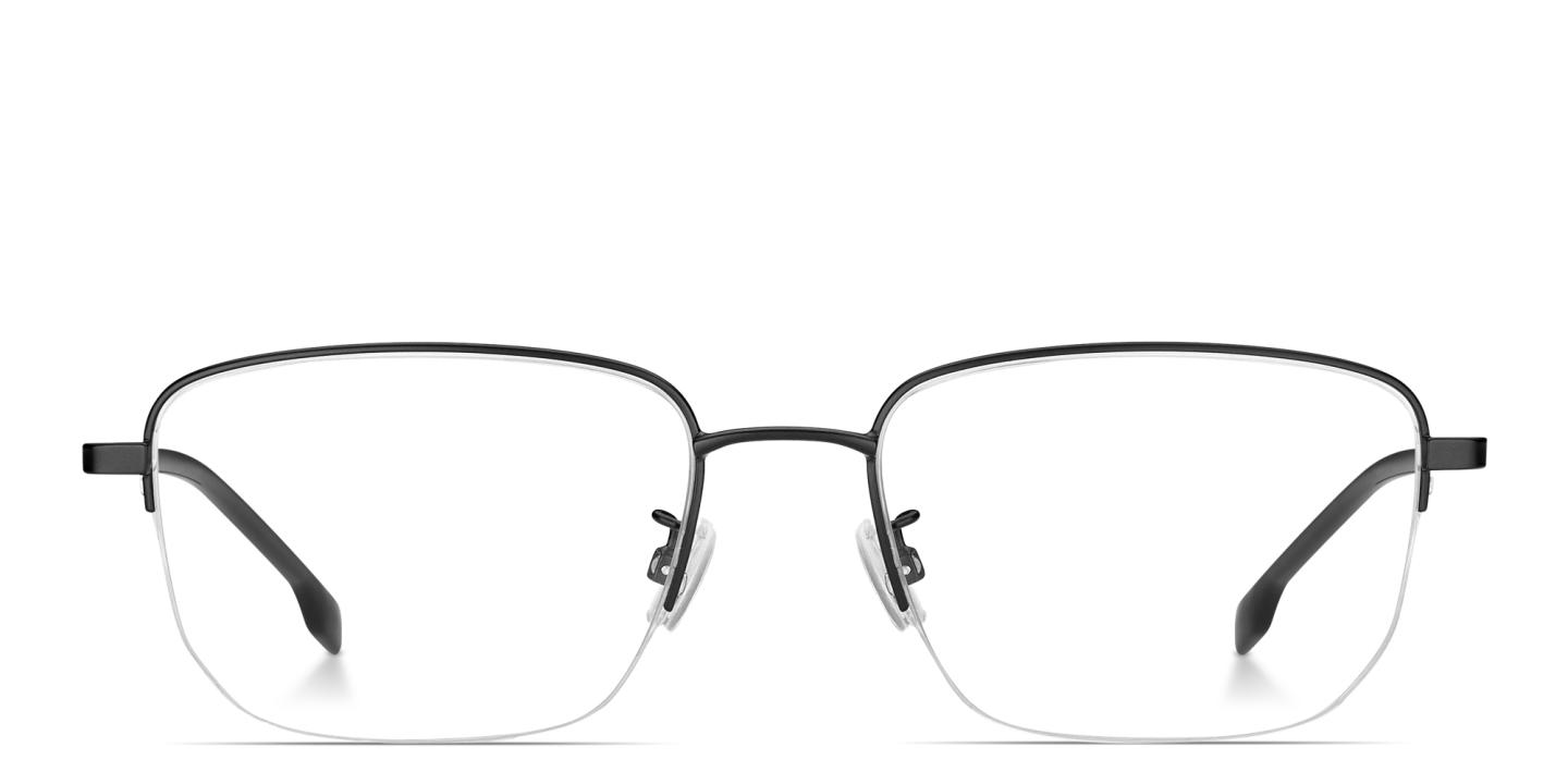 تسوق نظارات طبية بإطار نصفي مستطيل بشعار العلامة هوجو بوس بلون أسود أونلاين.
