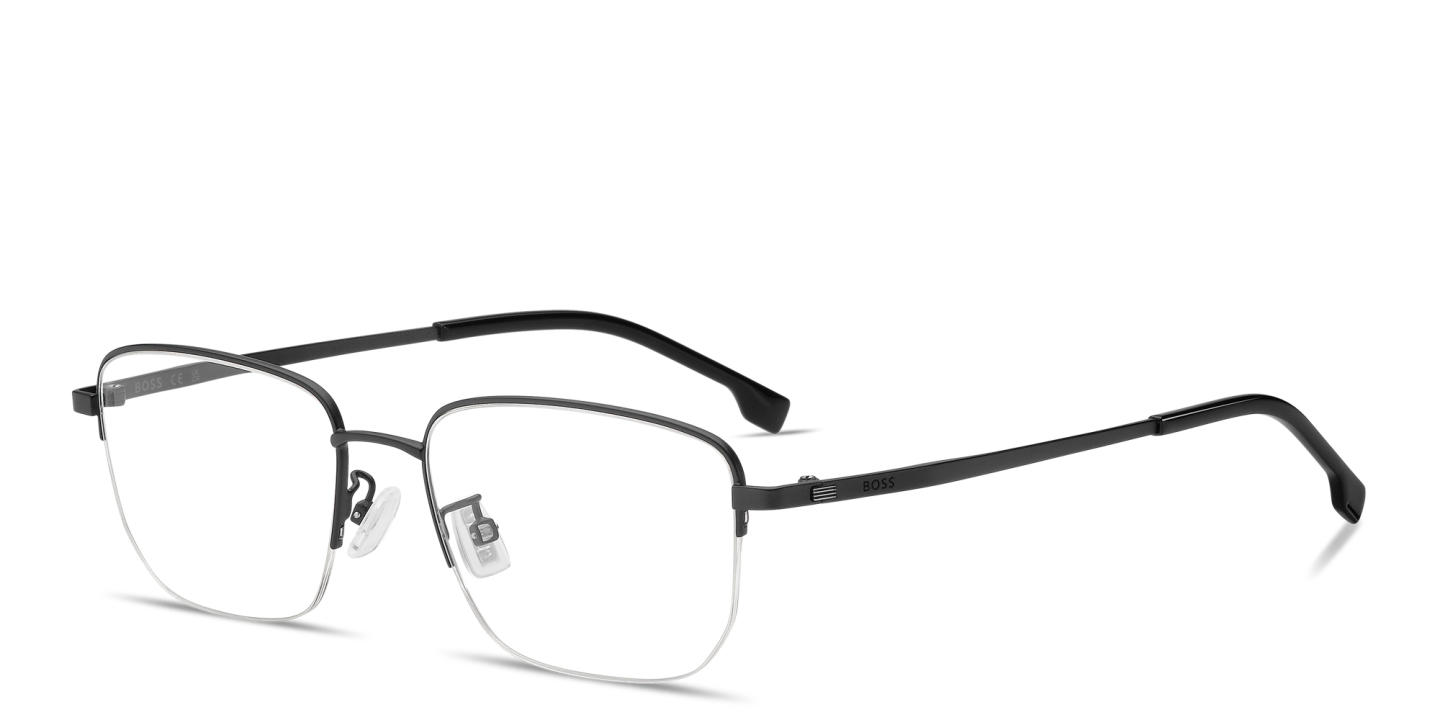 تسوق نظارات طبية بإطار نصفي مستطيل بشعار العلامة هوجو بوس بلون أسود أونلاين.