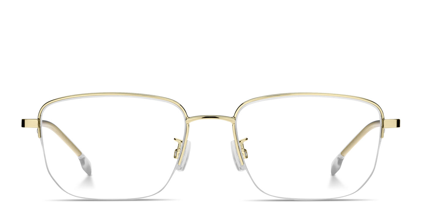 تسوق نظارات طبية بإطار نصفي مستطيل بشعار العلامة هوجو بوس بلون ذهبي أونلاين.