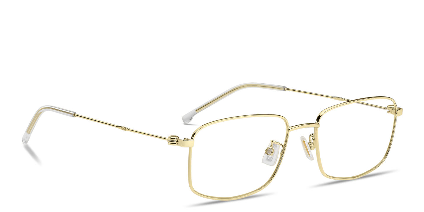 Shop Hugo Boss Logo Rectangle Eyeglasses in Gold online.