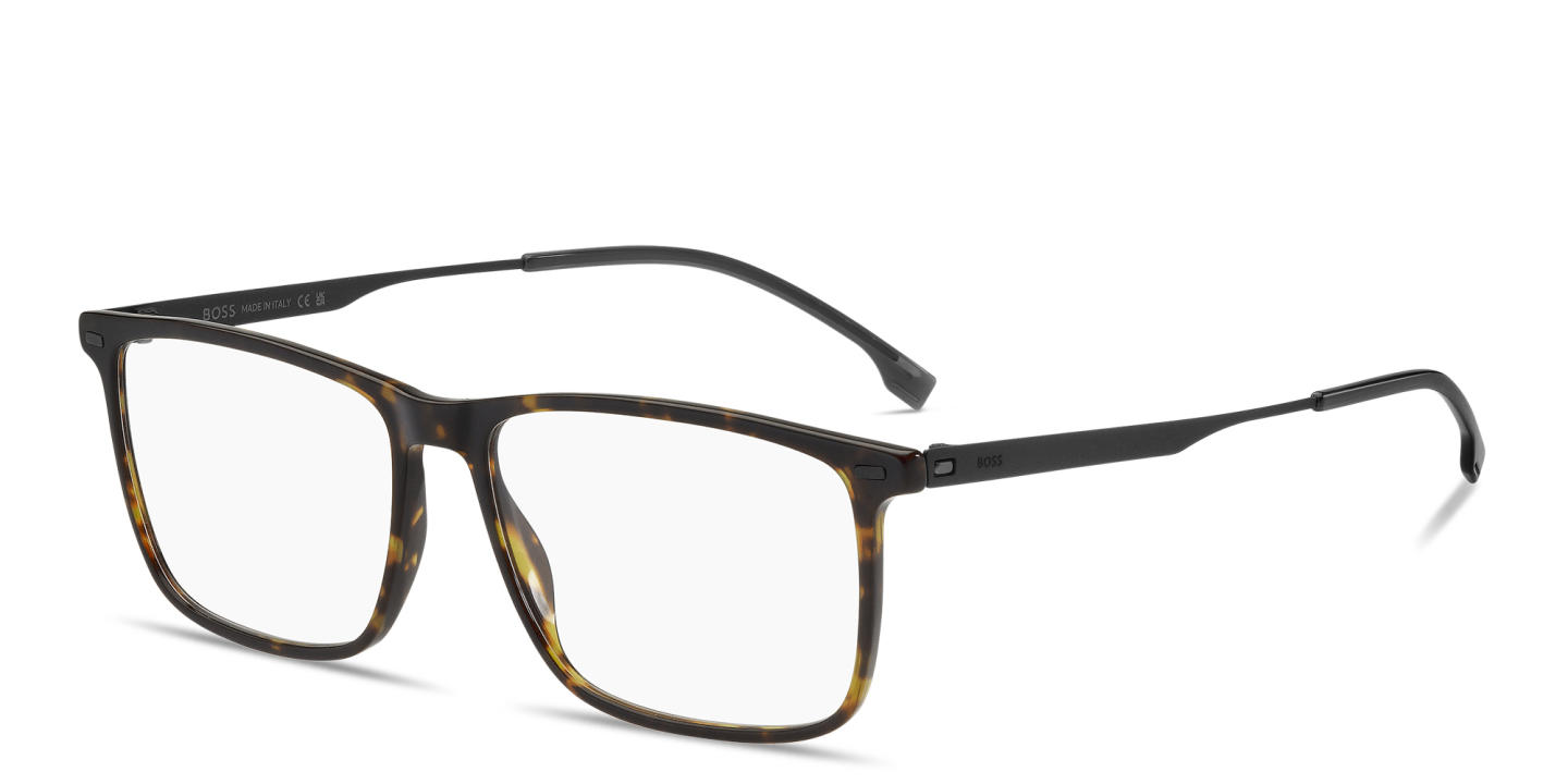 Hugo Boss Logo Rectangle Eyeglasses in Havana – Product Photo 1
