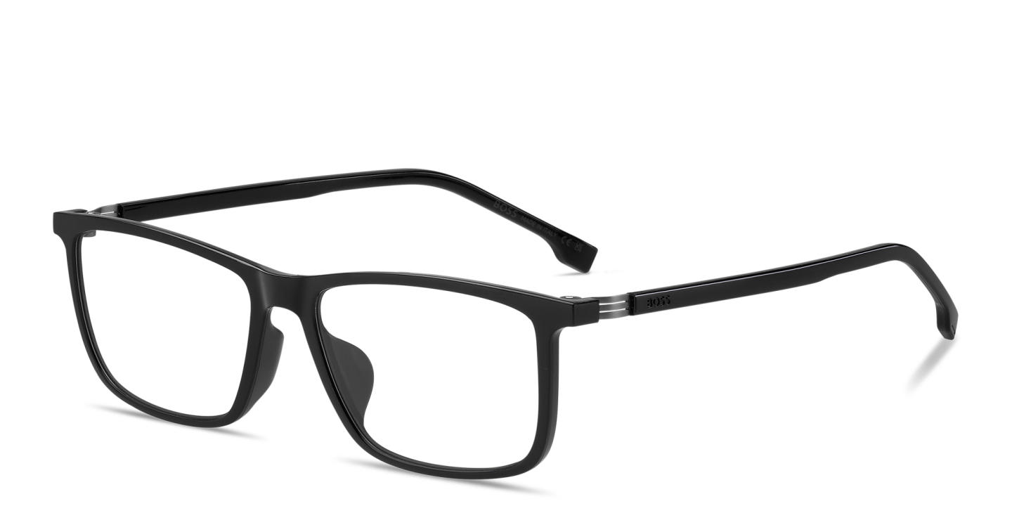 Shop Hugo Boss Logo Rectangle Eyeglasses in Black online.