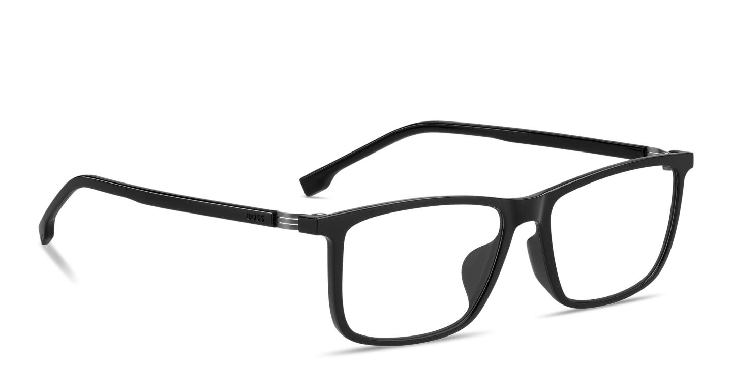 Shop Hugo Boss Logo Rectangle Eyeglasses in Black online.