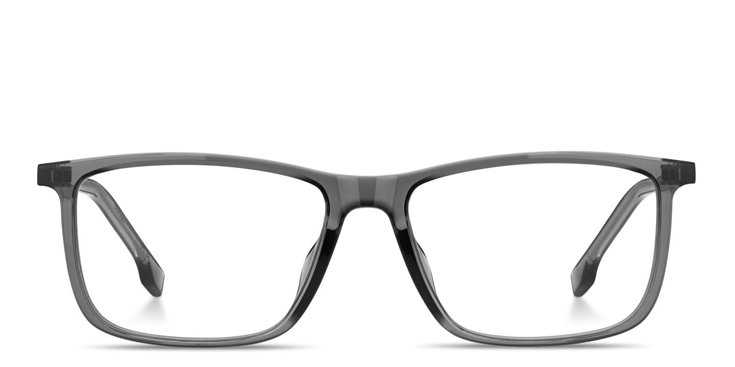 Shop Hugo Boss Logo Rectangle Eyeglasses in Grey online.