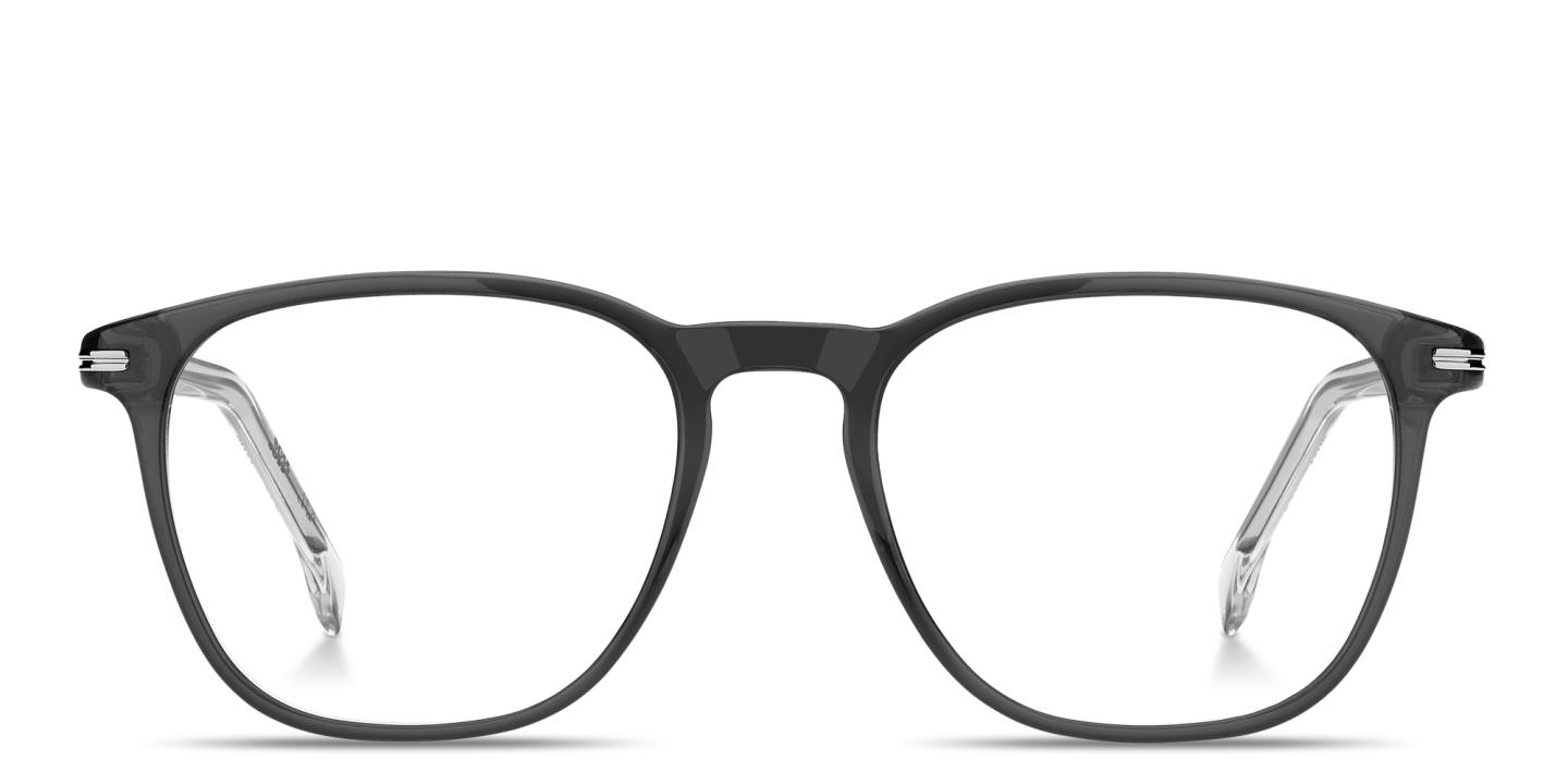Shop Hugo Boss Logo Square Eyeglasses in Grey online.