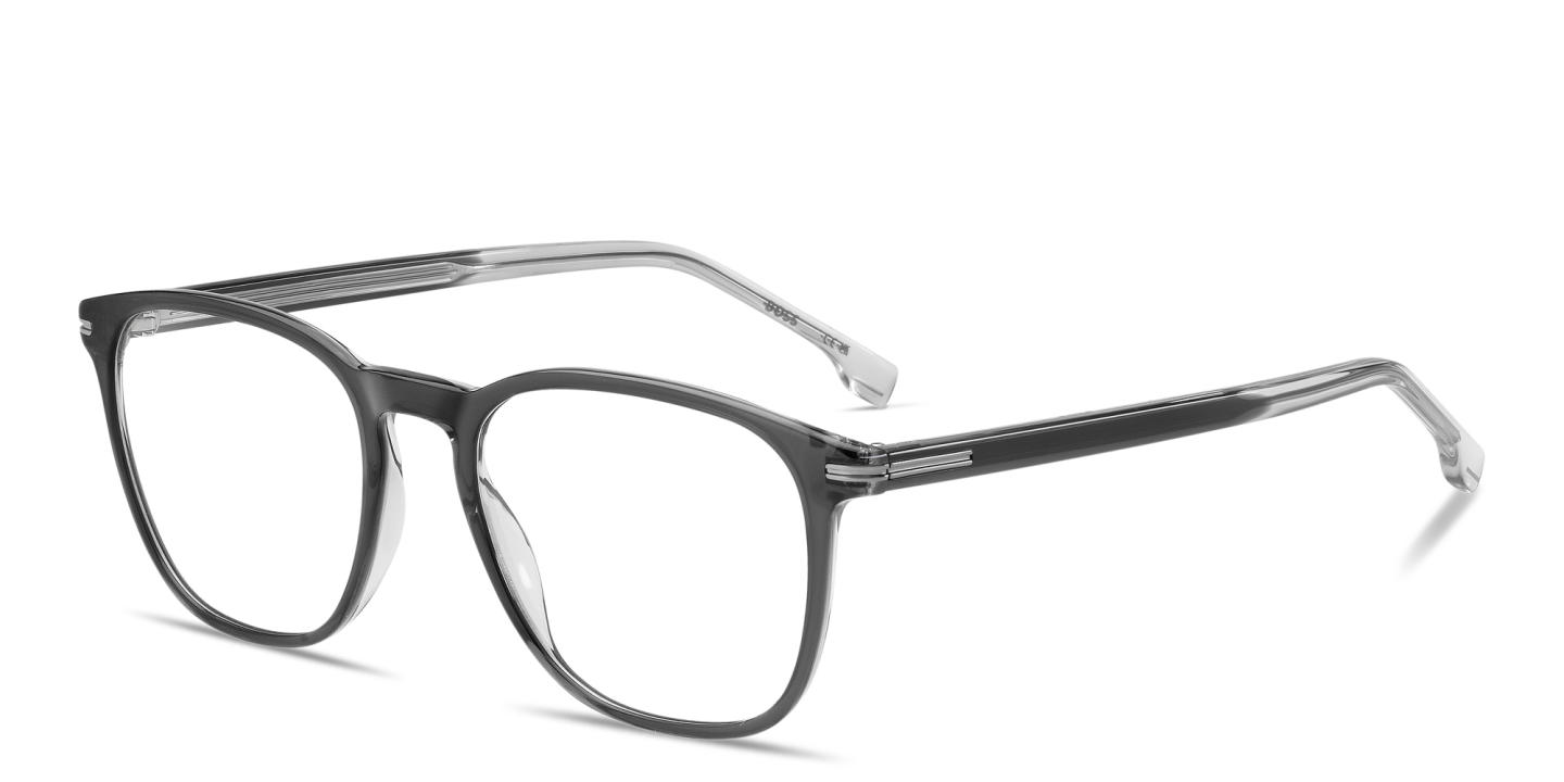Shop Hugo Boss Logo Square Eyeglasses in Grey online.