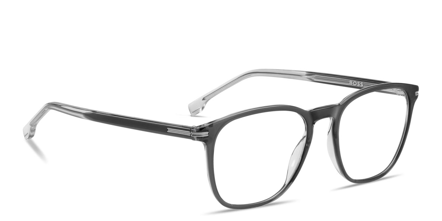 Shop Hugo Boss Logo Square Eyeglasses in Grey online.