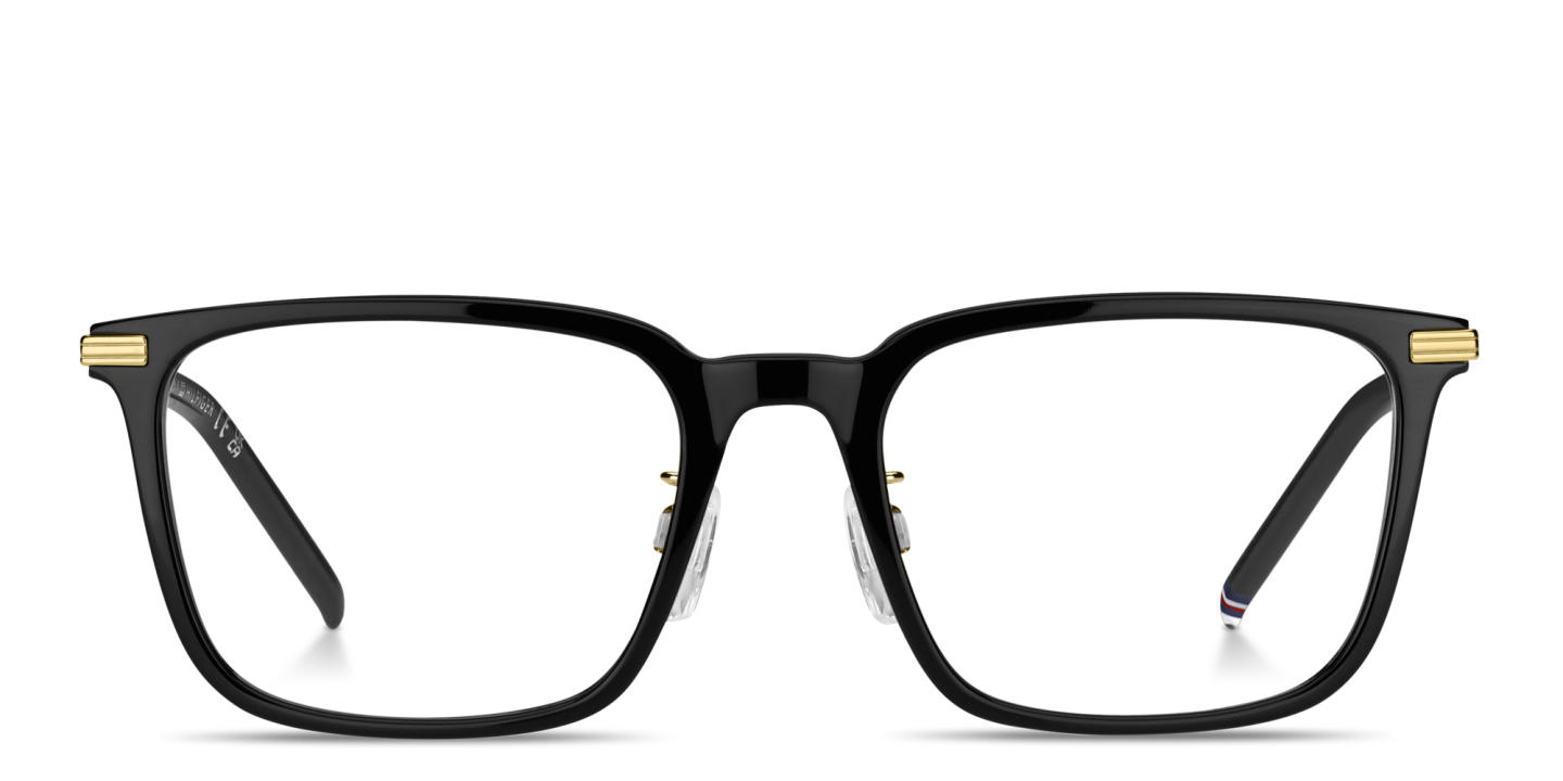 Tommy Hilfiger Logo Rectangle Eyeglasses in Black – Product Photo 0