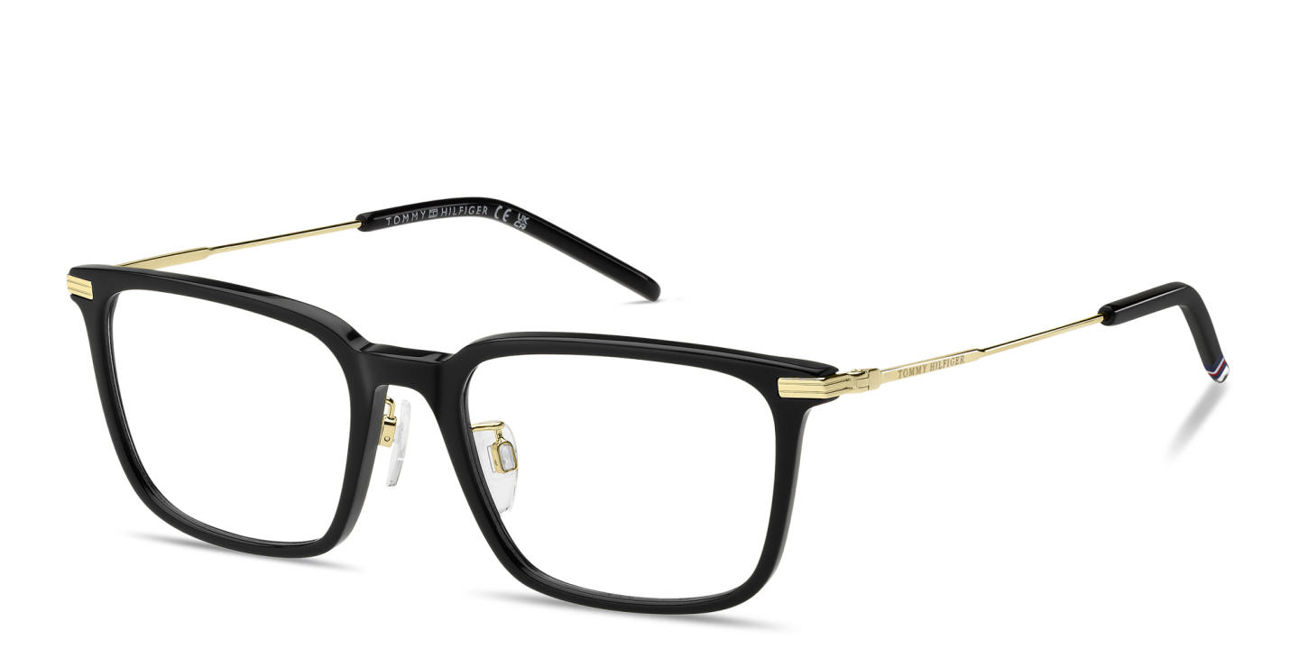 Tommy Hilfiger Logo Rectangle Eyeglasses in Black – Product Photo 1