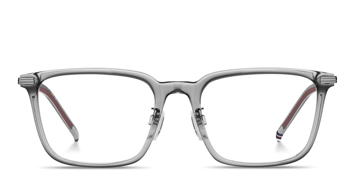 Tommy Hilfiger Logo Rectangle Eyeglasses in Grey – Product Photo 0