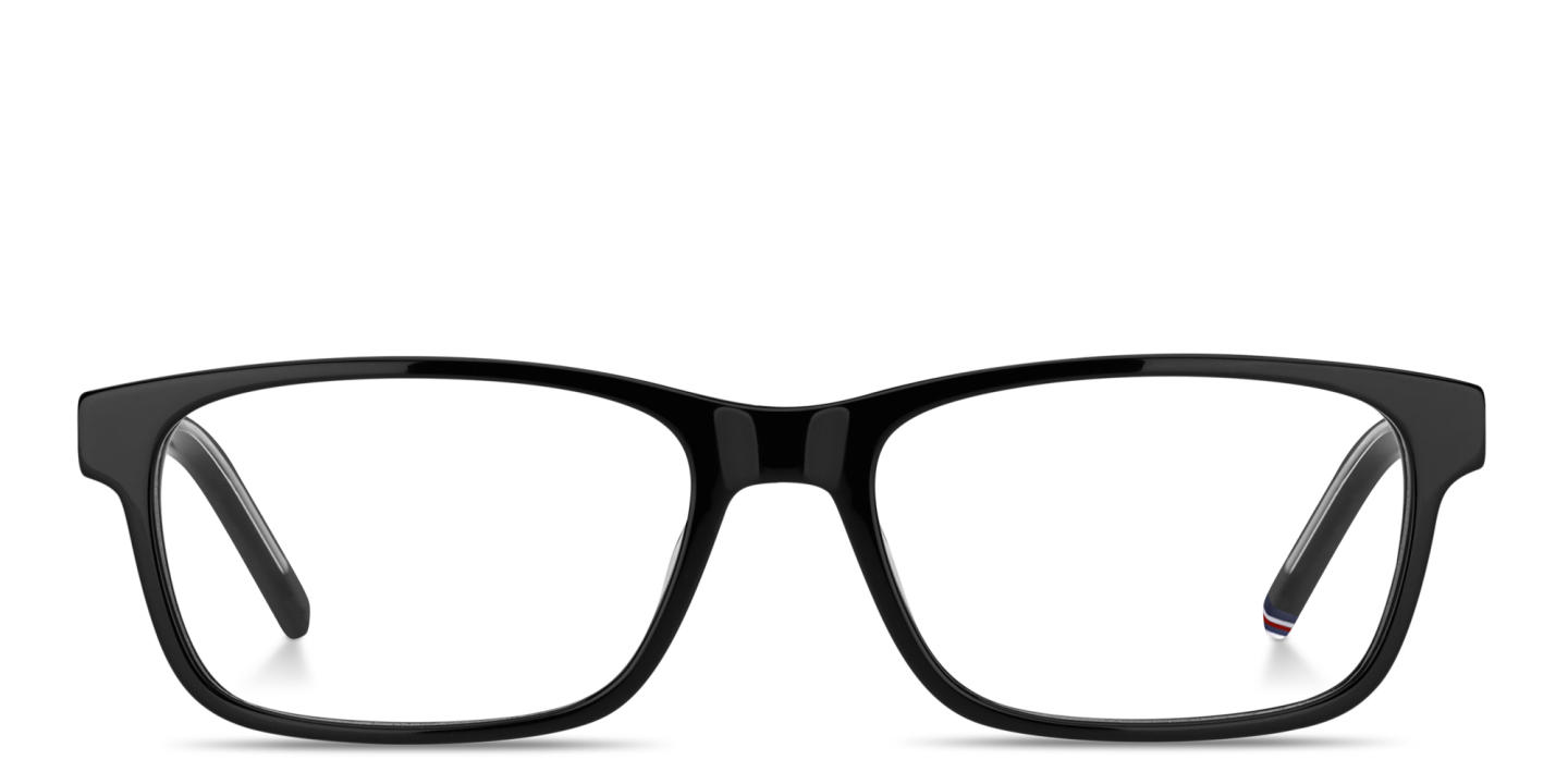 Shop Tommy Hilfiger Logo Rectangle Eyeglasses in Black online.